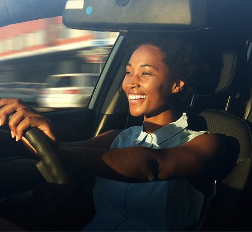 Woman driving car